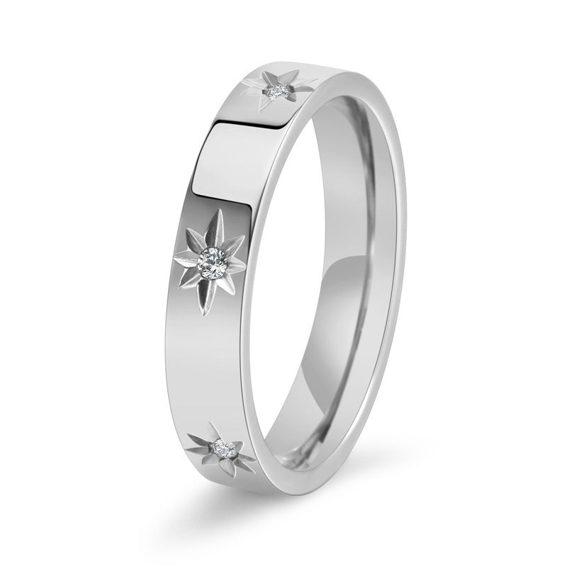 Stainless Steel Women's Five-pointed Star Inlaid Zircon Classic Style Plated 18K - Norellé
