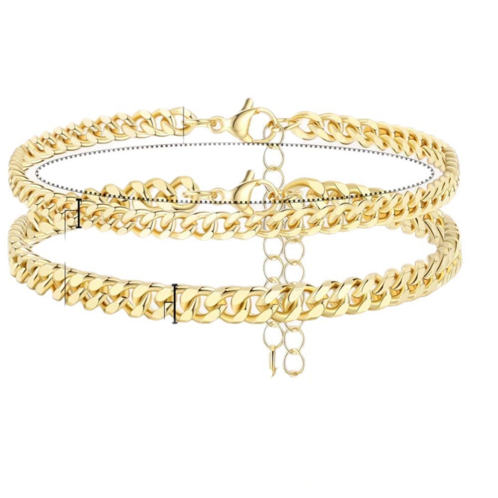 18K Gold Bold Cuban Link Chain Anklet Grinding Chain Fashion - Norellé