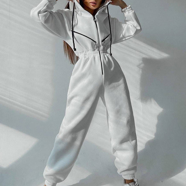 Casual Women Basic Hoodie Two Piece Sets Zipper Drawstring - Norellé