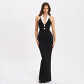 Lapel Backless Slit Dress - Norellé