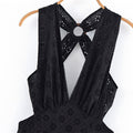 Hollow Embroidery Halter Backless Dress - Norellé