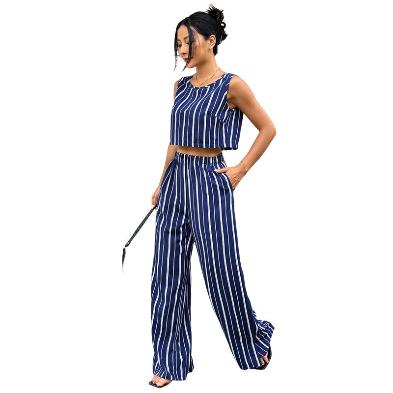 High-Rise Slim Flare Pants Summer Two-piece Set - Norellé