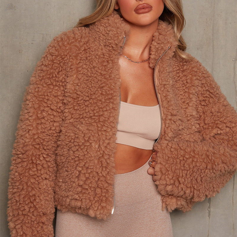 Fashion Cashmere Cardigan Short Jacket Lamb Wool Coat Women - Norellé