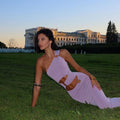Elegant Pure Desire Diagonal Collar High Skinny Sheath Dress - Norellé