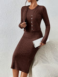 Front Button Cropped Top And Slim Fit Dress - Norellé