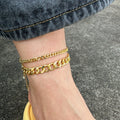18K Gold Bold Cuban Link Chain Anklet Grinding Chain Fashion - Norellé