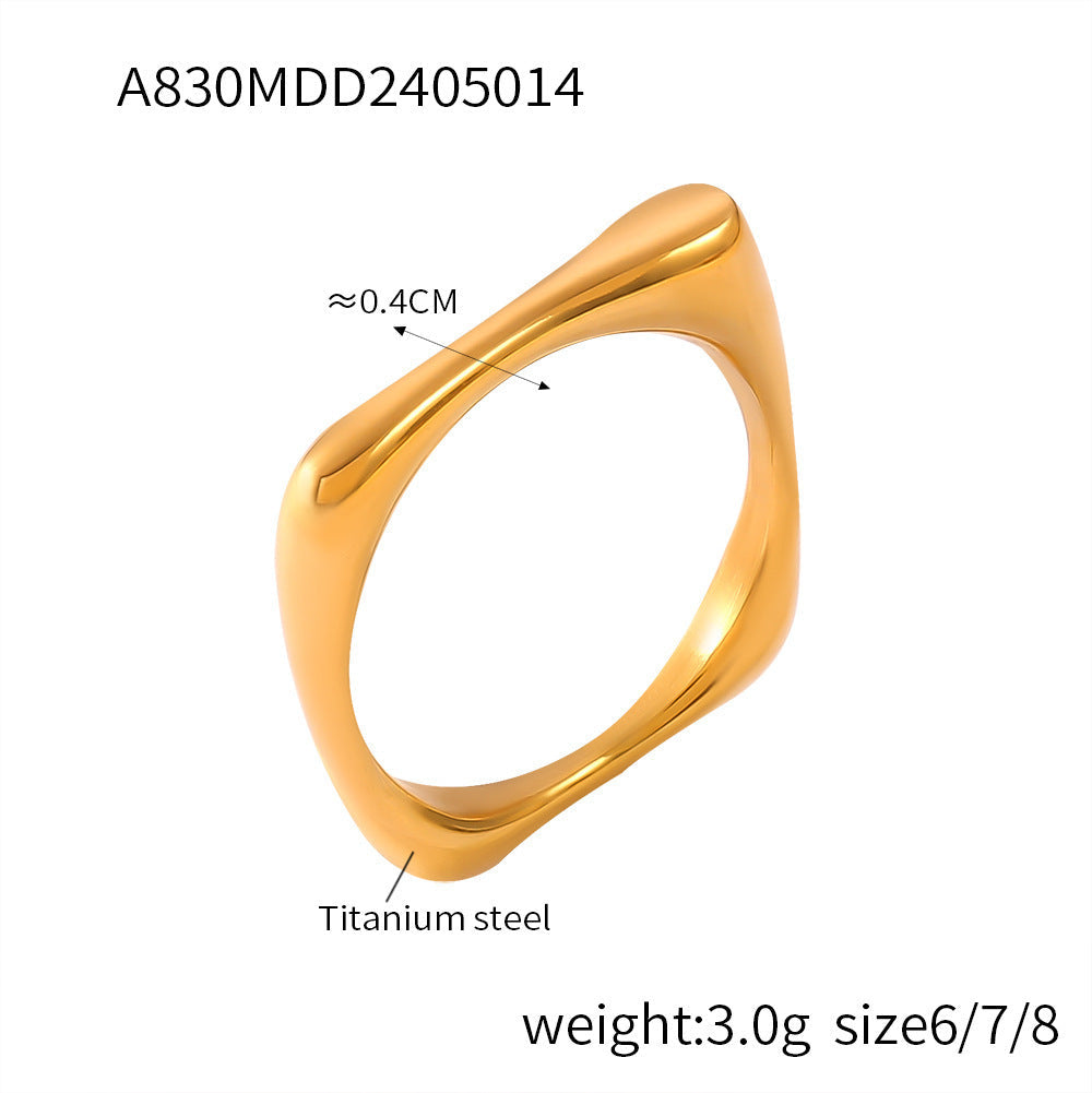 18K Gold Retro Easy Matching Design Geometric Inlaid Zircon Ring - Norellé