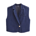 Women's Clothing Denim Suit Vest Jacket Pants Suit - Norellé