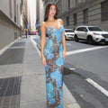 Slim-fit Contrast Colors Backless Sling Dress - Norellé