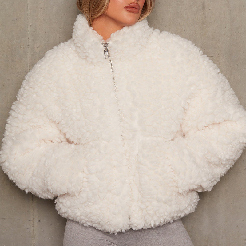 Fashion Cashmere Cardigan Short Jacket Lamb Wool Coat Women - Norellé