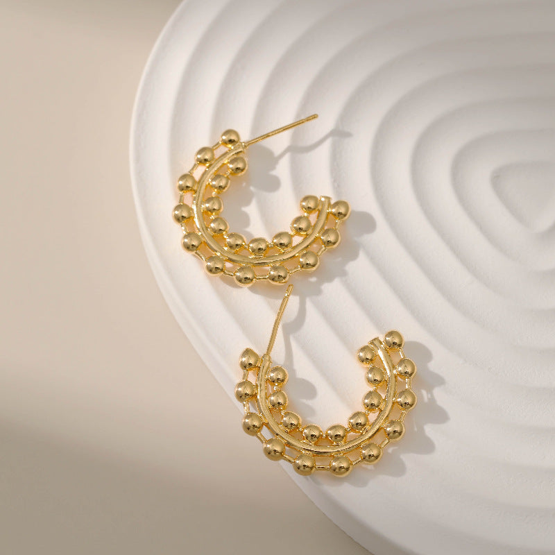 Retro Simple Circle Earrings Design French Style - Norellé