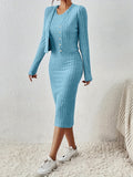 Front Button Cropped Top And Slim Fit Dress - Norellé