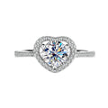 925 Sterling Silver Moissanite Ring Heart-shaped Hollow Couple Couple Rings - Norellé