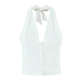 French Elegant Style Casual V-neck Backless Lace Up Halterneck Vest Short Skirt - Norellé