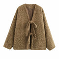 V-neck Cardigan Fashion Casual Lace Up Woolen Coat Short Coat - Norellé