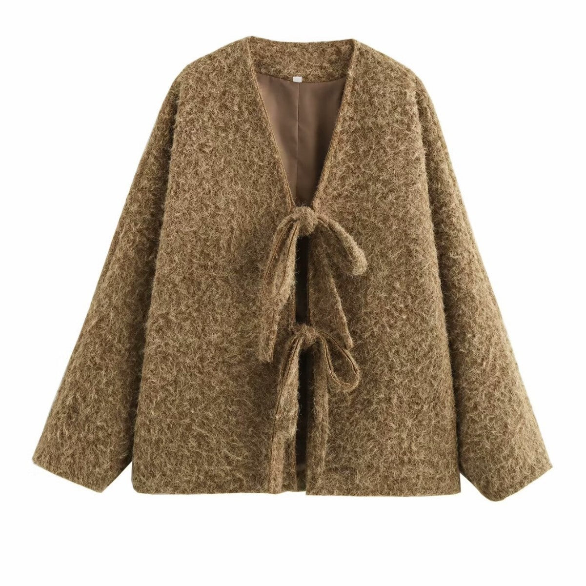 V-neck Cardigan Fashion Casual Lace Up Woolen Coat Short Coat - Norellé