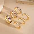 6Pcs/set Inlaid Purple zircon Adjustable Opening Ring Set