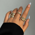 6Pcs/Set Vintage Sun Starfish Open Rings - 07