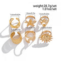 6Pcs/Set Vintage Sun Starfish Open Rings