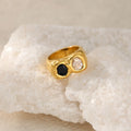 18K Real Gold Plating INS Personalized Hip Hop Two-color Different Pupil Zircon Ring - Norellé