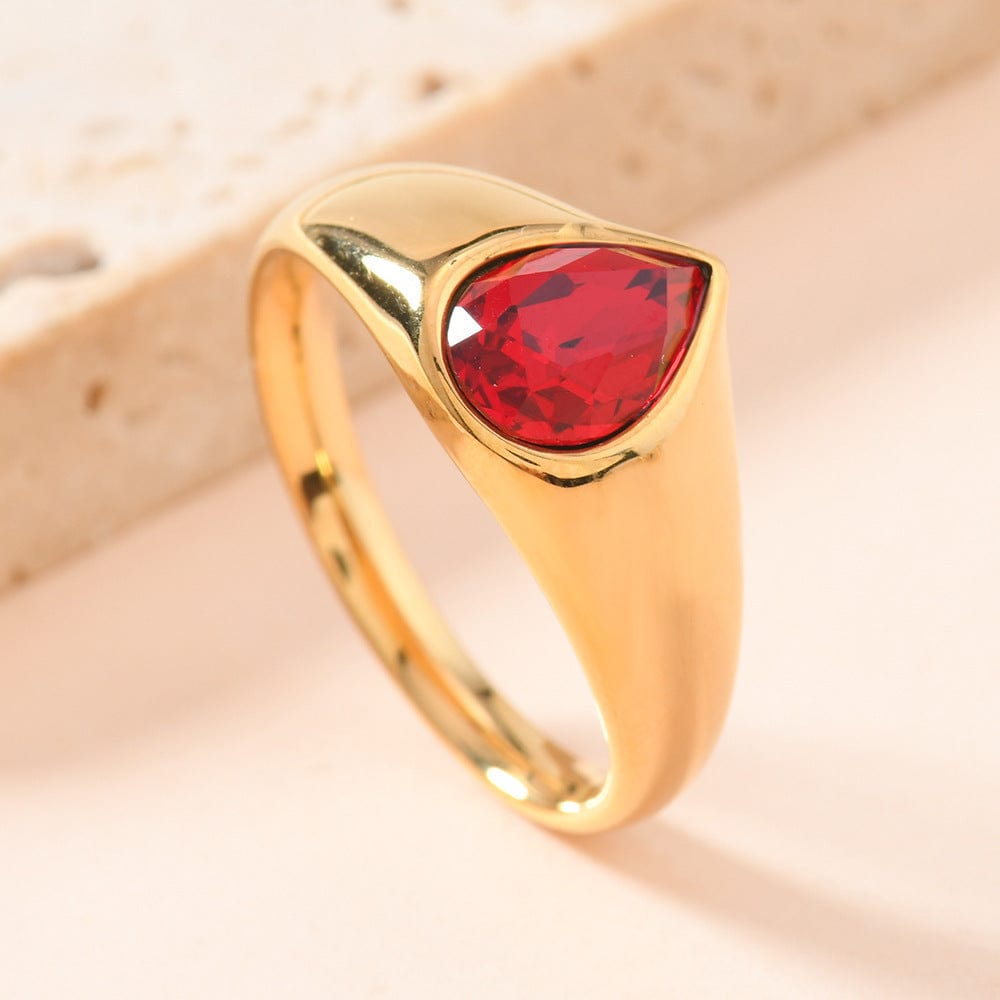 Colorful Rhinestone Rings Fashion Personality Teardrop-shaped Ring For Women Jewelry - Norellé