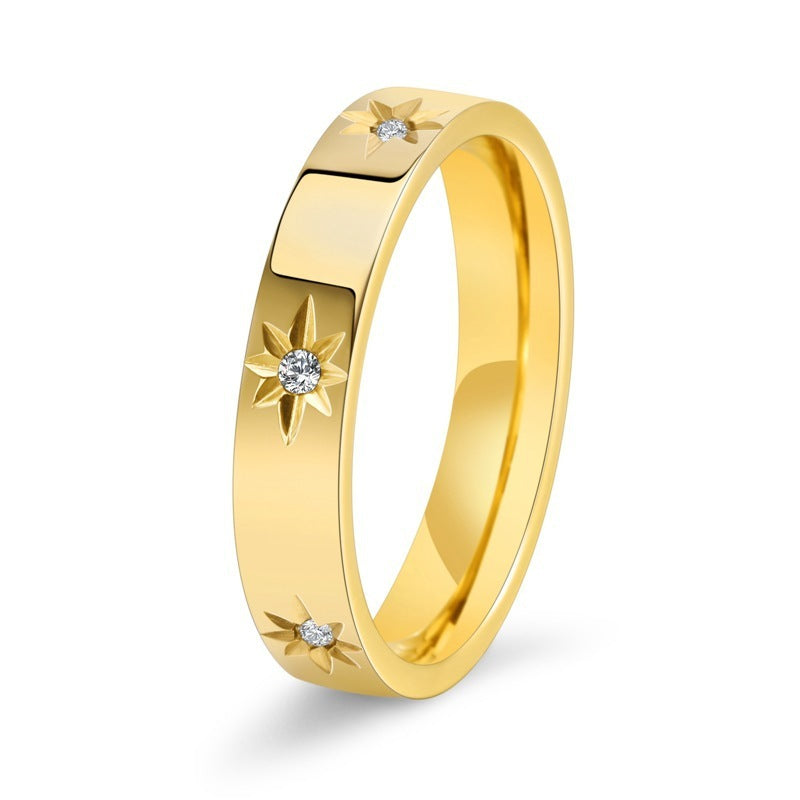 Stainless Steel Women's Five-pointed Star Inlaid Zircon Classic Style Plated 18K - Norellé