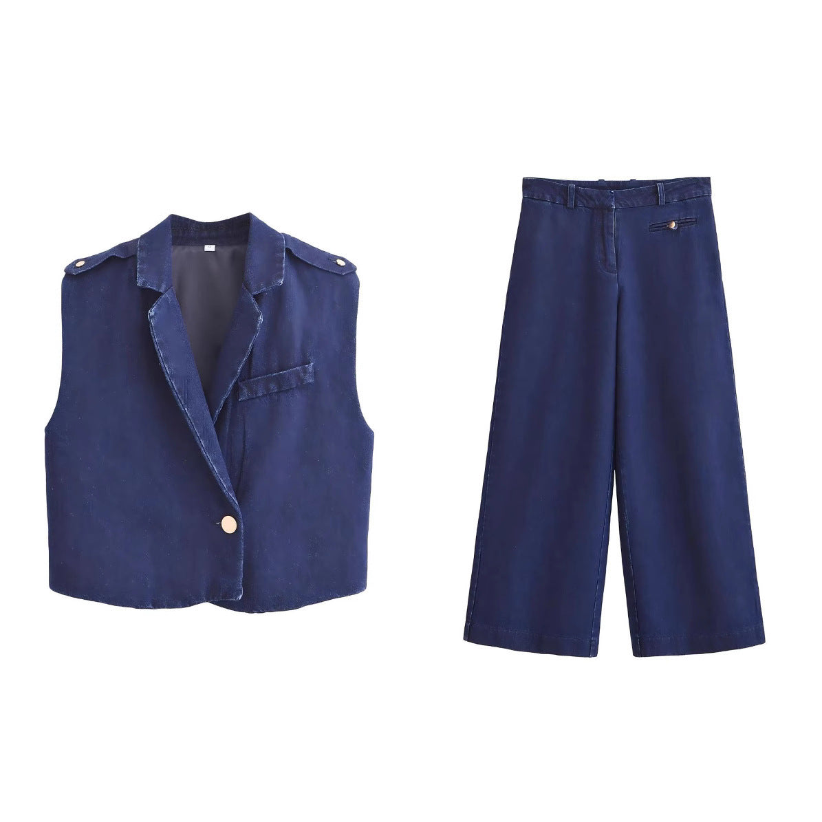 Women's Clothing Denim Suit Vest Jacket Pants Suit - Norellé
