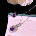 Amethyst Rings Pendants Stud Earrings Three-piece Set - Norellé