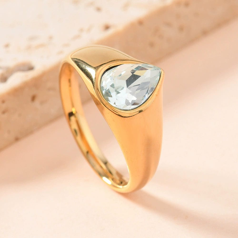 Colorful Rhinestone Rings Fashion Personality Teardrop-shaped Ring For Women Jewelry - Norellé