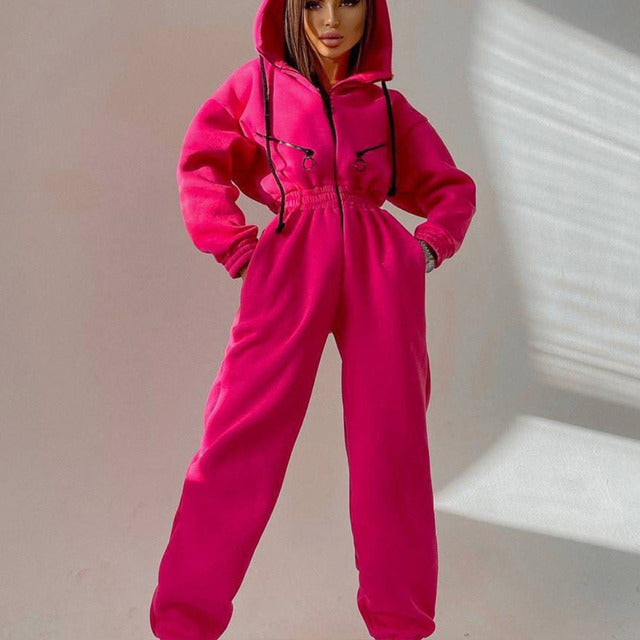 Casual Women Basic Hoodie Two Piece Sets Zipper Drawstring - Norellé