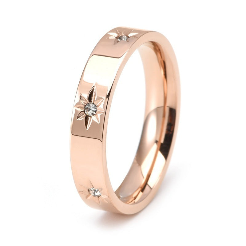 Stainless Steel Women's Five-pointed Star Inlaid Zircon Classic Style Plated 18K - Norellé