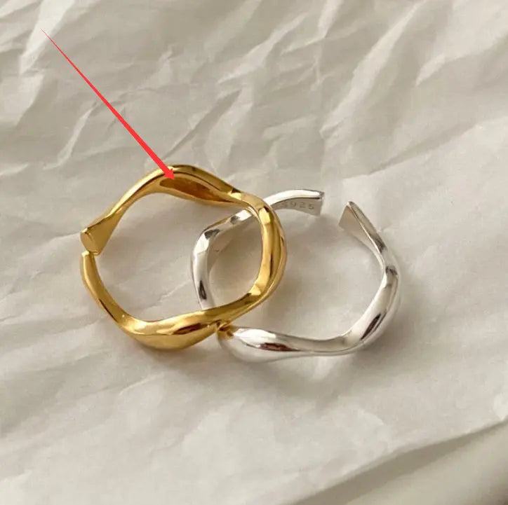 925 Sterling Silver Simple Temperament Wild Natural Curve Ring - Norellé