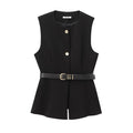 Belt Simple Sleeveless Shirt Bandage Dress Waist-tight Vest - Norellé