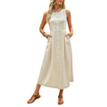 Sleeveless Round Neck Solid Color Elegant Advanced Simple Dress - Norellé
