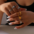 18K Gold Retro Easy Matching Design Geometric Inlaid Zircon Ring - Norellé