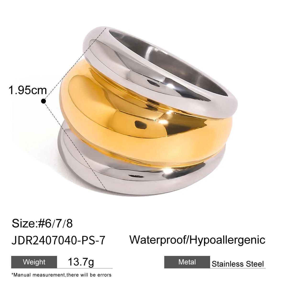 Stainless Steel Layered Metal Texture Ring