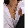 Stainless Steel Round Hollow Pendant Minimalist Necklace