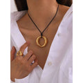 Stainless Steel Round Hollow Pendant Minimalist Necklace