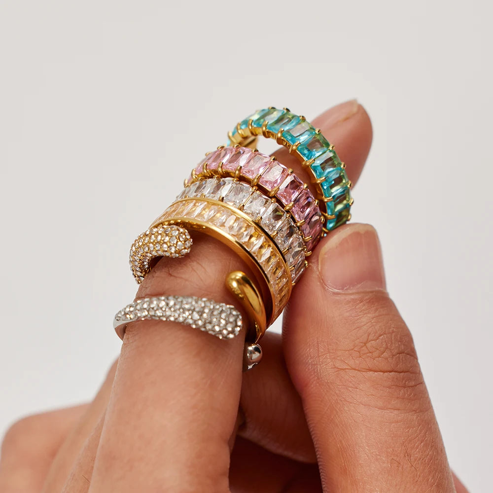 Stainless Steel Shell Ring Statement Metal Texture