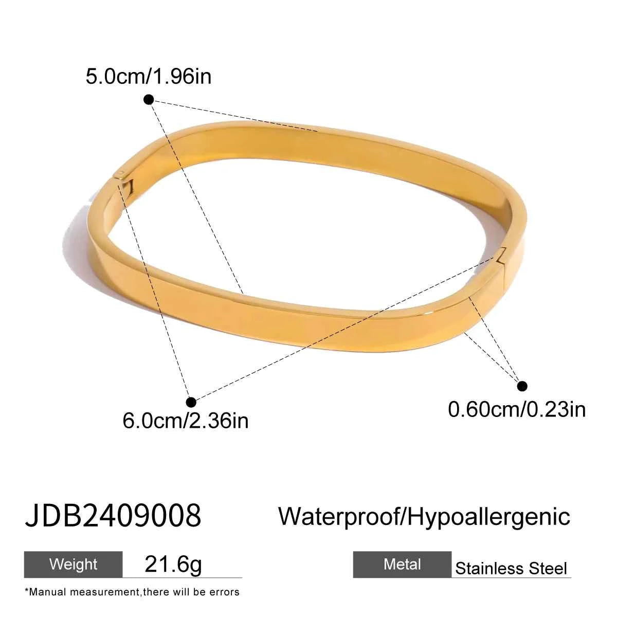 High Quality Stainless Steel Square Wide Bracelet Bangle