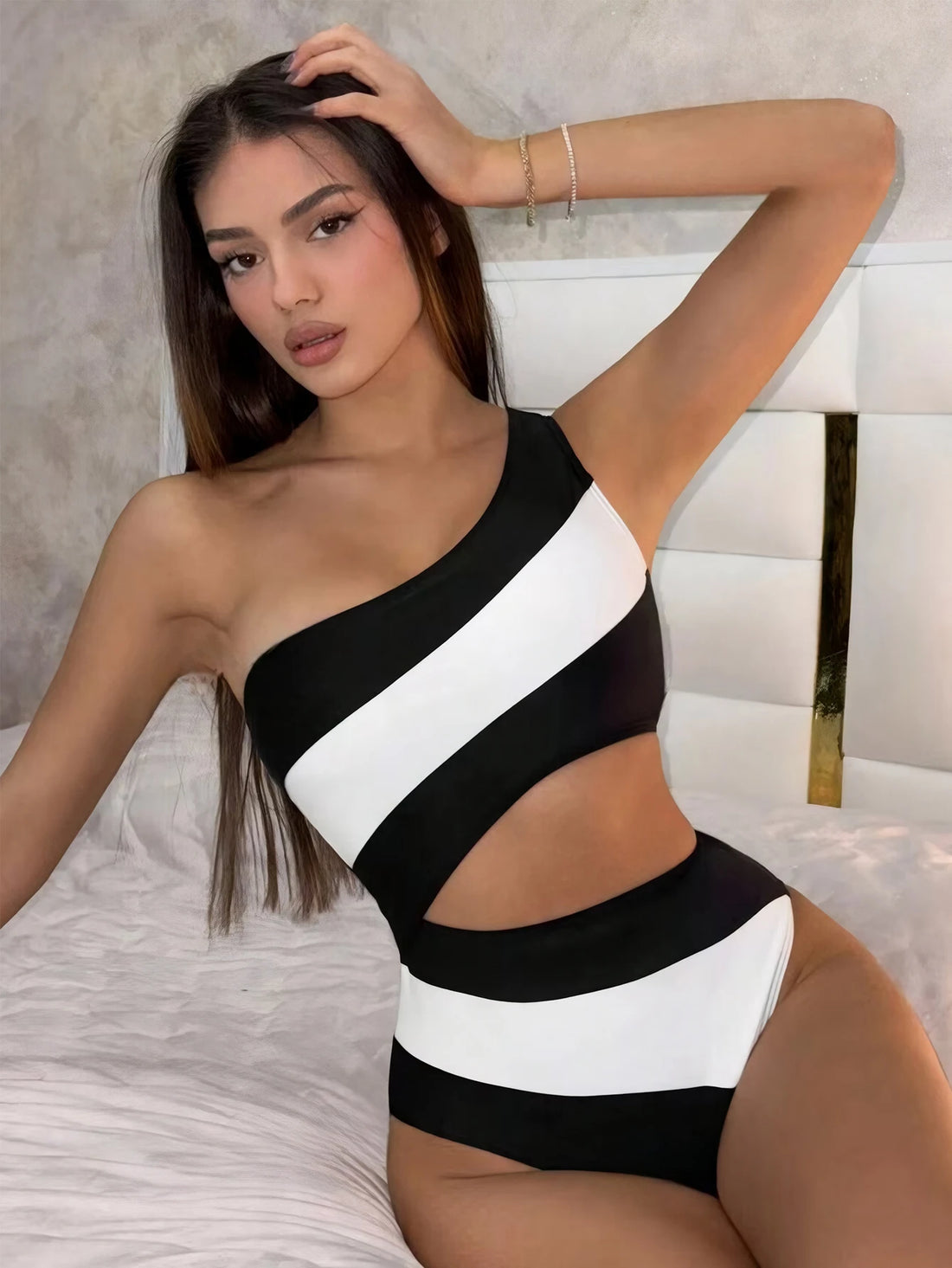 One shoulder one piece swimsuit swimwear women's - Norellé