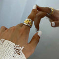 Stainless Steel Layered Metal Texture Ring
