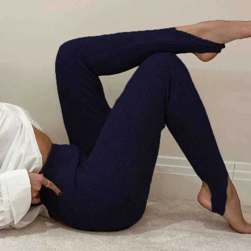 Ribbed Knitt Skinny Stretch Leggings Women