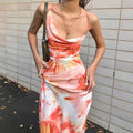 Tie Dye Beach Dress Slit Backless Sleeveless Maxi Dress - Norellé