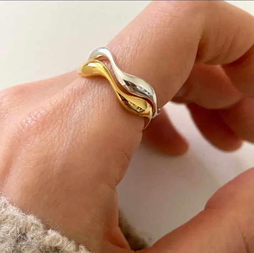 925 Sterling Silver Simple Temperament Wild Natural Curve Ring - Norellé