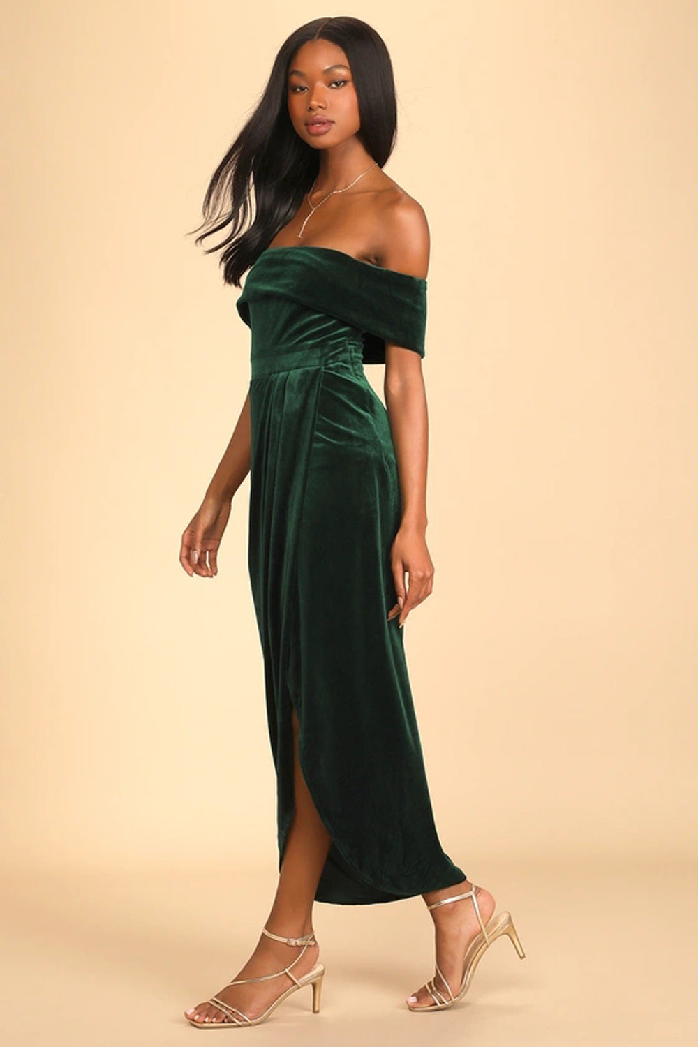 Women's Personalized Velvet Off-shoulder Dress - Norellé