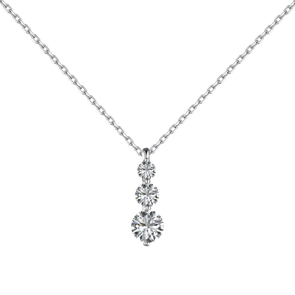 S925 Sterling Silver Round Zircon Ring Necklace And Earring Suit - Norellé