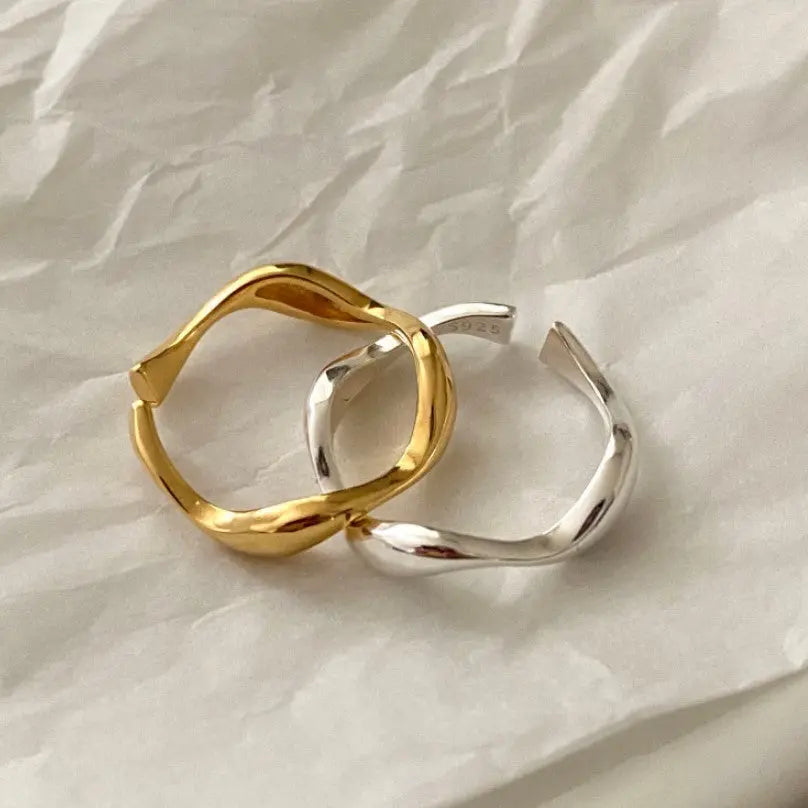 925 Sterling Silver Simple Temperament Wild Natural Curve Ring - Norellé