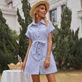 Casual Short Sleeve Striped Printed Dress - Norellé