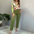 Printed Shirt Slim Trousers Casual Two-piece Suit - Norellé